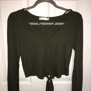 olive green crop top